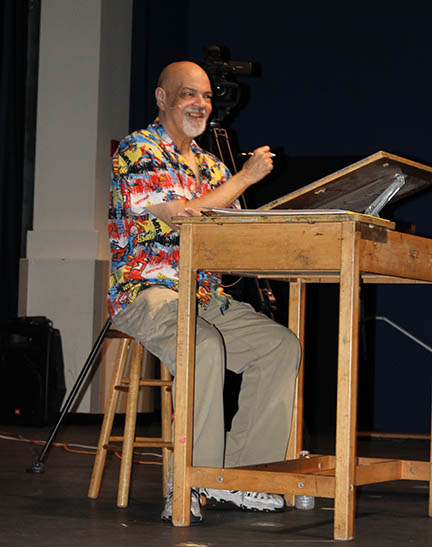 Bak students enjoy George Perez share his life as a cartoonist and comic book artist/creator.
