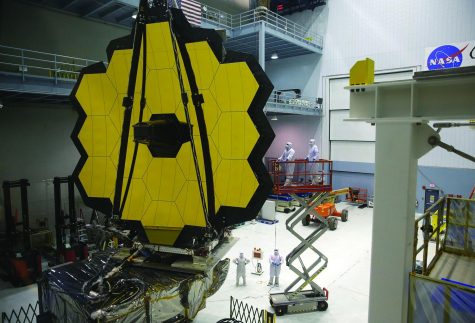 Engineers and technicians assemble the James Webb Space Telescope on Nov. 2, 2016, at NASA’s Goddard Space Flight Center in Greenbelt, Maryland. 