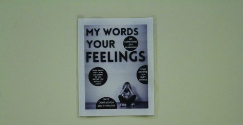 Posters promoting “My Words, Your Feelings” line the hallways to help students recognize the campaign’s importance. “I do believe as we continue to promote it, we will continue to see advancement.  We must continue to work,” Pamela Jackson, school counselor said. 