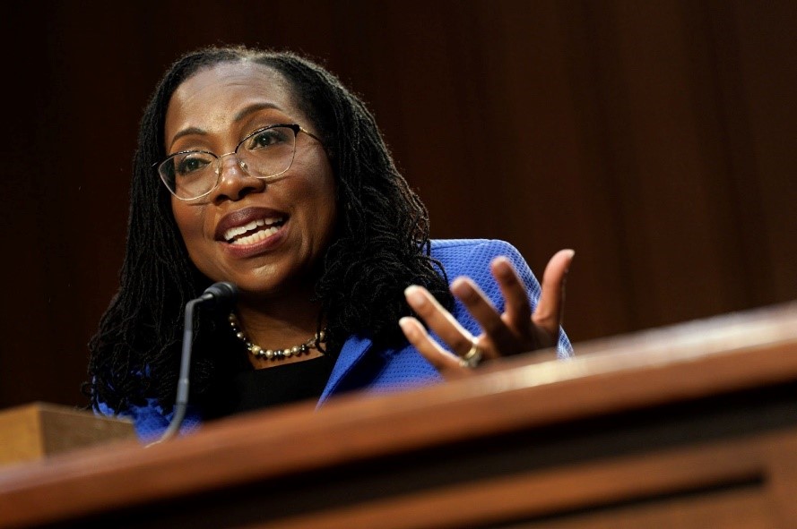 Judge Ketanji Brown Jackson testifies on the third day of her Senate nomination hearings to be an Associate Justice of the Supreme Court of the United States on Capitol Hill in Washington D.C., on Wednesday, March 23, 2022. (Yuri Gripas/Abaca Press/TNS) 