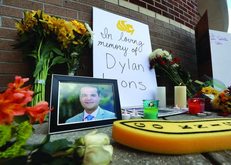 The pop-up memorial for slain Spectrum News 13 journalist Dylan Lyons at the University of Central Florida Nicholson School of Communications in Orlando, Florida, Thursday, Feb. 23, 2023. Lyons, a graduate of UCF, was shot and killed while covering a homicide in Orlando. (Joe Burbank/Orlando Sentinel/TNS)