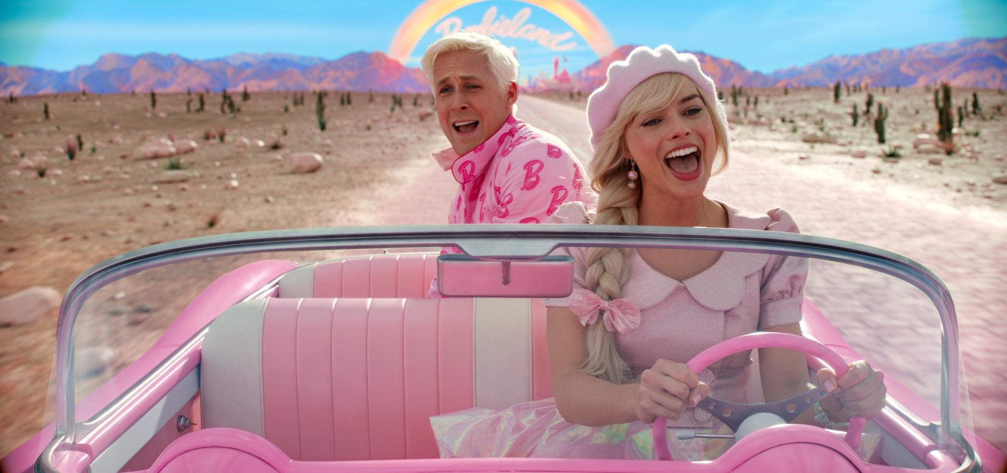 Ryan Gosling, left, and Margot Robbie in “Barbie.” (Courtesy of Warner Bros. Pictures/TNS)