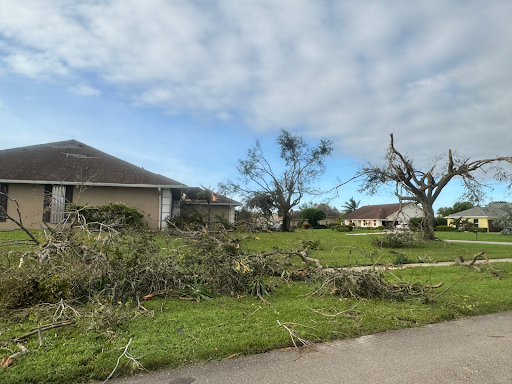 On October 10th, damage of Hurricane Milton in her community. Photo credits to Harshini Sai